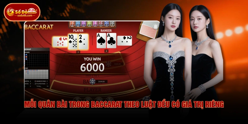 Mỗi quân bài trong Baccarat theo luật đều có giá trị riêng